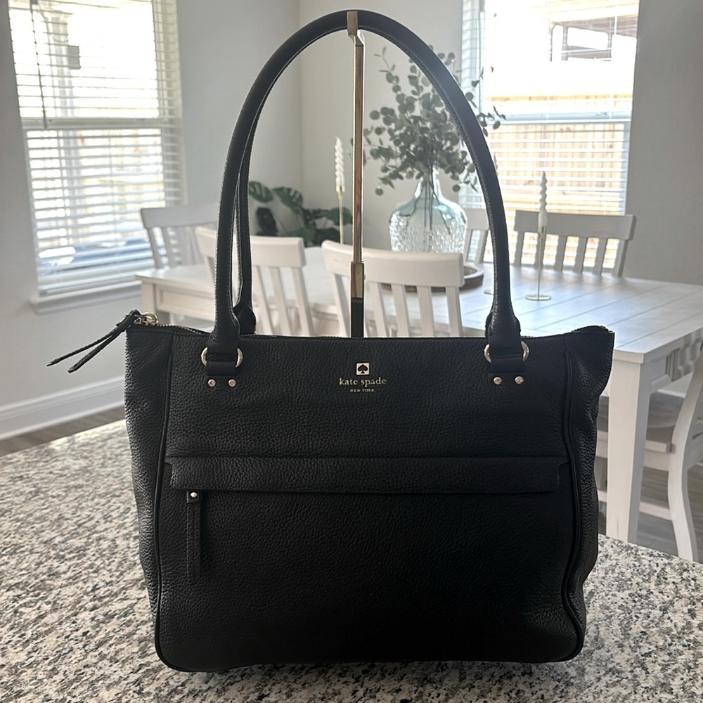 Kate Spade Alida Grant Park Black Pebbled Leather Tote Bag
